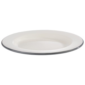 Set 2 Farfurii Plate APS 98671, 26 cm, Emaila, Crem cu Margine Gri - Img 2