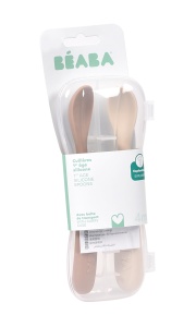 Set 2 linguri silicon Beaba pentru bebelusi 4 luni varf moale maner ergonomic cu cutie transport - Img 3
