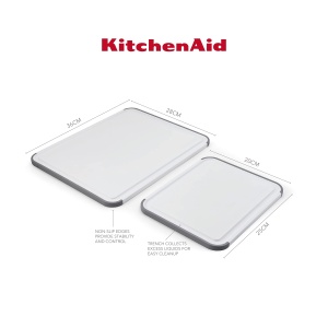 Set 2 Placi de Taiat KitchenAid Classic, 20x25cm si 35x28cm, Plastic BPA-Free - Img 3