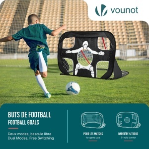 Set 2 Porti de Fotbal VOUNOT 120x80 cm, 2-in-1 cu Sac de Transport - Img 2