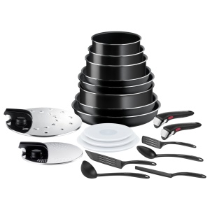 Set 20 piese Tefal Ingenio Easy On, antiaderent, cu maner detasabil, design compact
