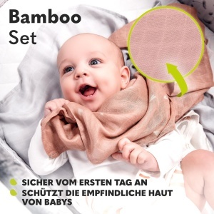 Set 3 Bete Mull pentru Bebei Lionelo Bamboo, 70x70 cm, 100 Bambus - Img 4