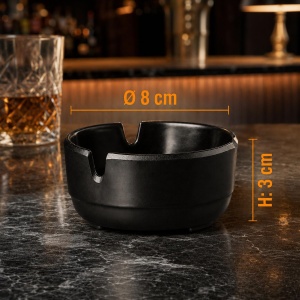 Set 3 Cutiute pentru Cenusa APS 576, Melamin, Negru, 8 cm - Img 2