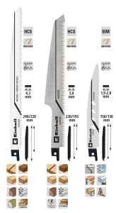Set 3 Panze de Fierastrau Einhell pentru Universalsape si Reciprosape pentru Lemn si Metal - Img 2