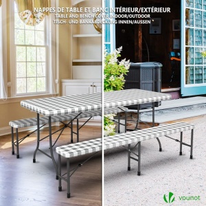 Set 3 Piese Huse pentru Masa si Scaune VOUNOT, Elastice, Waterproof, 183 cm - Img 2