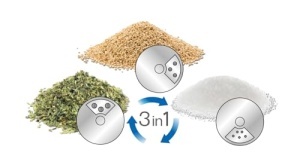 Set 3 recipiente pentru condimente Metaltex 100ml din sticla cu capac din otel inoxidabil - Img 2