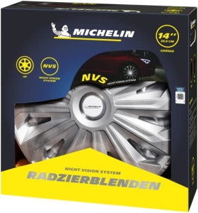 Set 4 Capace Roti Auto Michelin Monique 14 Inch, Argintii, ABS cu Inel Cromat - Img 2