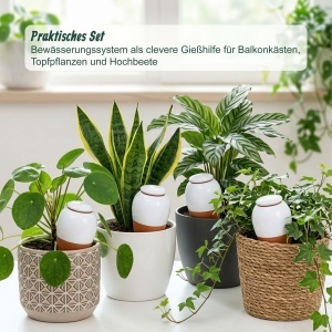 Set 4 Ghiuvete pentru Udare Relaxdays, 350 ml, Ceramica, TerracottaAlb - Img 2