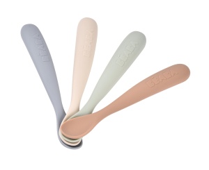 Set 4 Linguri Silikon pentru Sugari Beaba - Ergonomice, Antiaderente, Culoare Naturala