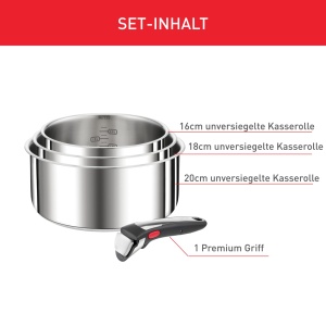 Set 4 Oale Tefal Ingenio Preference On, 161820 cm, Inductie, Design Compact - Img 3