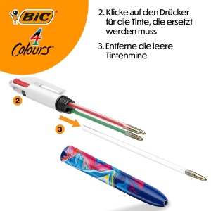 Set 5 Stilouri BIC 4 Culori Dekor Hydro, 4 Culoari, Reumplibile - Img 7