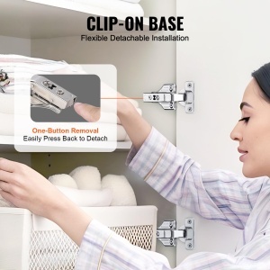 Set 50 Balamale VEVOR pentru Mobilier Unghi Deschidere 100deg Soft-Close din Otel Inoxidabil - Img 5