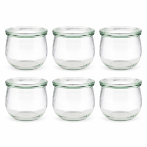 Set 6 Borcane pentru Conserve APS, 580 ml, Forma Tulipa, Cu Capac Din Sticla