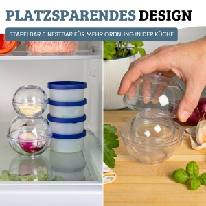 Set 6 recipiente Westmark 2 mingi de depozitare 7cm9cm 4 cutii pentru ierburi 100ml, BPA-free, albastrutransparent - Img 4