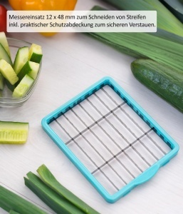 Set accesorii Genius Nicer Dicer Chef Professional 5 piese turcoaz cu lame protejate - Img 4