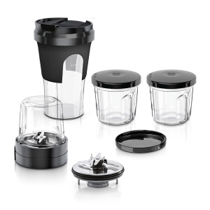 Set accesorii multifunctional Bosch TastyMoments MUZ45XTM1, 5-in-1, pentru mixare, tocare si depozitare