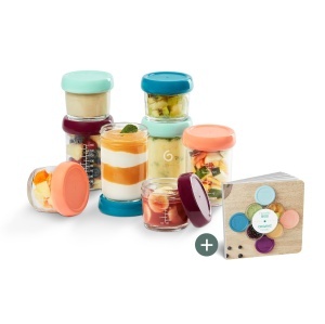 Set Babymoov Babybols 4x220ml 4x100ml Containere din Sticla pentru Pastrare si Congelare