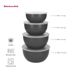 Set boluri KitchenAid Meal Prep cu capac 4 dimensiuni gri carbune - Img 5