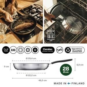 Set bucatarie Fiskars Functional Form 1075040 tigaie O 28 cm maner rezistent spatula silicon - Img 2