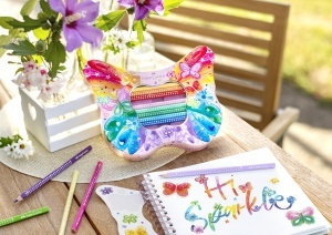 Set cadou Faber-Castell Schmetterling Sparkle, 20 creioane colorate, ergonomic - Img 7