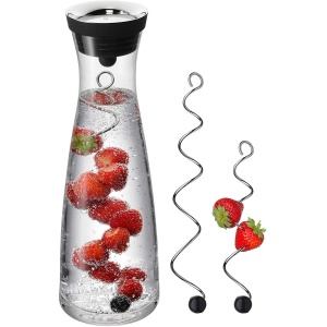 Set carafa WMF Basic 1L cu capac CloseUp si 2 suporturi pentru fructe sticla si inox