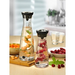 Set carafa WMF Basic 1L cu capac CloseUp si 2 suporturi pentru fructe sticla si inox - Img 11