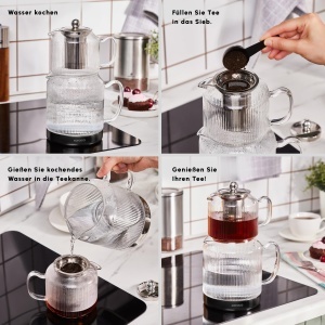 Set Ceainic Karaca Kelly XL din Borosilikat, 2 L Kettle si 1 L Ceainic cu Filtru - Img 4