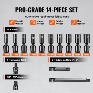 Set chei tubulare VEVOR SX38MUN1400 14 piese otel Cr-Mo rotatie 360 grade - Img 3