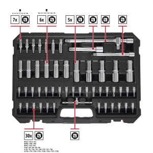 Set cliche si biti Einhell 181 piese, 370643, rosu - Img 3