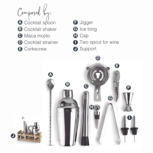 Set Cocktail Lacor 62181 10 Piese Design Portabil Suport Bambus Otel Inoxidabil 1810 - Img 5