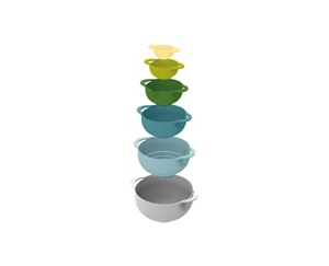 Set compact de pregatire a alimentelor Joseph Joseph Duo din 6 piese cu boluri, cani de masurare si strecuratoare, multicolor - Img 2