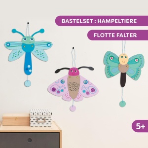 Set creativ HABA Hampeltier Schmetterlinge 3 fluturi mobili, inclusiv fotokarton si snur - Img 2