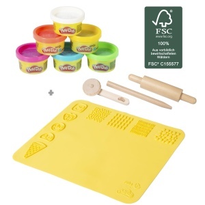 Set creativ pentru copii roba x Play-Doh - 3D-Mat, unelte din lemn FSC, 6 culori - Img 2