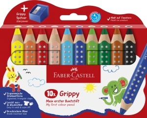 Set Creioane Colorate Faber-Castell Grippy, 10 bucati, Ergonomice