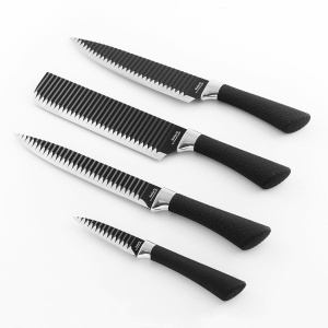 Set Cutite InnovaGoods Black Shark, 4 piese, Ergonomic, Antiaderent, Negru - Img 5