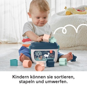 Set de 10 blocuri de constructie Fisher-Price, pentru bebelusi, culoare marine albastru - Img 3