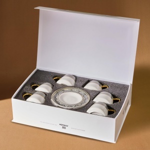 Set de 12 Cani de Cafea KARACA Globe, Porcelan, Design Art Deco, pentru 6 Persoane - Img 8