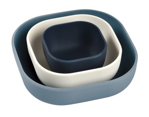Set de 3 Boluri din Silicon BEABA, Ergonomice, Stapelabile, Culoare Noapte AlbastraCotton