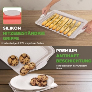 Set de 3 Tavi de Copt NutriChef din Karbonstahl cu Manere din Silicon, Alb - Img 6