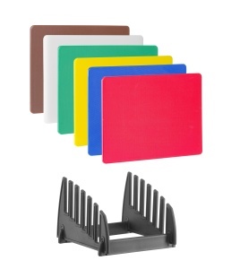 Set de 6 Tavite Colorate HENDI cu Suport, HACCP, LDPE, 450x300x10mm - Img 2