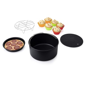 Set de accesorii pentru friteuza cu aer cald Princess 10 piese, 3.2L, negru