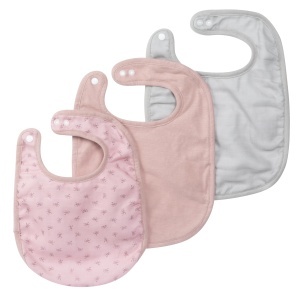 Set de bavete organice Roba Lil Planet, 3 bucati, rozmauve, din bumbac bio