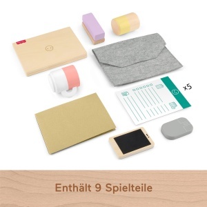 Set de birou din lemn Fisher-Price pentru copii, 9 piese, sustenabil - Img 5