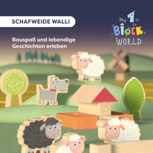 Set de Blocuri HABA My 1st Block World - Schafweide Walli, din lemn, pentru copii de la 1 an - Img 2
