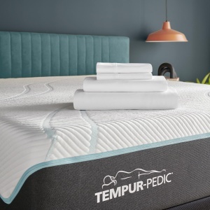 Set de cearsafuri din bumbac Tempur, alb, pentru pat Split Cal King - Img 2