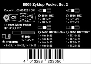 Set de chei cu clichet Wera 8009 Zyklop Pocket, 17 piese, negru-verde - Img 2