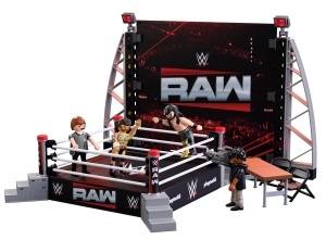 Set de colectie PLAYMOBIL WWE RAW Ring cu CM Punk si Seth Rollins, 71956