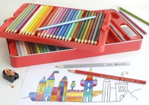 Set de creioane colorate Faber-Castell 60 bucati hexagonale in metalletui - Img 2