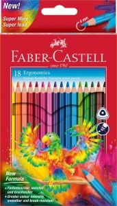 Set de creioane colorate Faber-Castell Ergonomics, 18 culori, 175 mm