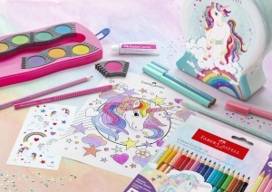 Set de creioane colorate Faber-Castell Unicorn, 24 bucati, cu efecte de acuarela - Img 3